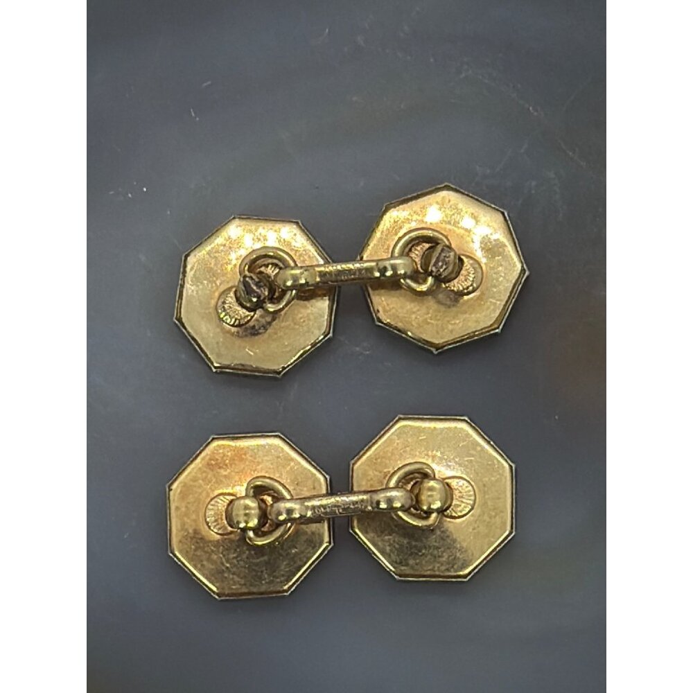 Vintage Art Deco Mother of Pearl Rolled Gold Plate Tuxedo Double Sided Cufflinks - Picture 12 of 14